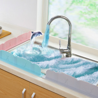 水池挡水板闪电客创意厨房洗菜用具沥水家用水阻水 溅水隔水挡板 第1代北欧灰(TPE材质)