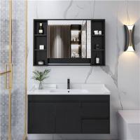 北欧浴室柜闪电客组合卫浴智能轻奢现代简约洗手池洗脸卫生间洗漱台盆柜 80CM黑单门双抽+ 封镜箱
