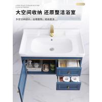 浴室柜闪电客组合现代简约太空铝北欧式轻奢小户型卫生间洗漱台洗手盆柜 0.6米轻奢蓝常规款