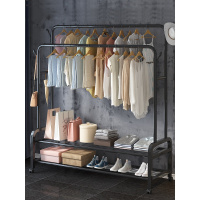 衣架落地卧室折叠晾衣架家用衣帽架阳台闪电客挂衣架室内简易双杆晾衣杆 单杆[宽150CM*高155CM]白色款 大