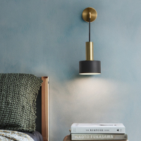 壁灯卧室床头灯免接线闪电客北欧极简客厅墙壁灯创意现代简约轻奢 铜灯
