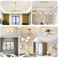 北欧客厅餐厅吊灯闪电客金色现代简约三室两厅 屋家用套餐组合灯具