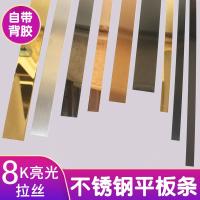 不锈钢闪电客金属平板装饰线条黑钛金背景墙吊顶包边条收边条免打孔自粘 [背胶平板型]宽2厘米/3.05米