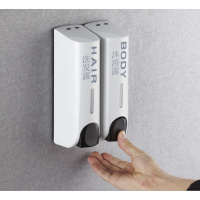 宾馆酒店家用沐浴露盒子闪电客洗手液瓶子按压壁挂式免打孔皂液器洗发水 51银色单头