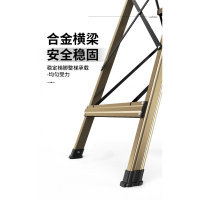 铝合金梯子四步家用加厚折叠室内闪电客多功能人字梯伸缩楼梯小扶梯 加厚款六步 踏板加宽至18cm[92336香槟金]