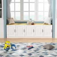 飘窗柜储物柜整体闪电客可坐落地窗台柜矮柜收纳柜子自由组合定制阳台柜 五门200长50深45高颜色请备注