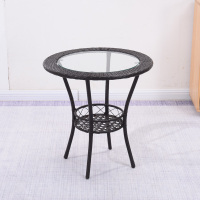 阳台小茶几客厅闪电客手工藤编桌子铁艺可储物方桌简约户外休闲圆茶桌椅