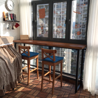 吧台桌家用阳台闪电客靠窗高脚桌椅北欧玄关隔断原木桌子吧桌