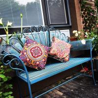 花园做旧桌椅套件铁艺闪电客长椅阳台别墅孔雀双人椅公园椅庭院休闲装饰