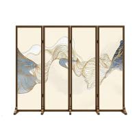 新中式屏风折叠移动闪电客隔断客厅房间抽象山水玄关卧室酒店折屏