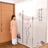 纱帘荷花隔断帘卷帘闪电客客厅屏风卧室窗帘装饰玄关悬挂式屏风帘挂屏