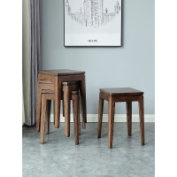 凳子家用板凳圆凳闪电客方凳高凳餐桌凳子美式可叠放凳子橡木美式