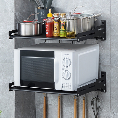 闪电客不锈钢厨房置物架微波炉收纳架墙上挂架多功能烤箱储物架壁挂隔板