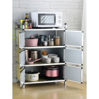 不锈钢碗柜厨房橱柜收纳柜铝合金家用储物柜子多功能经济型置物柜