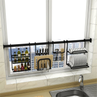 厨房置物架闪电客壁挂窗户碗架水槽沥水架碗碟收纳架子窗台免打孔不锈钢