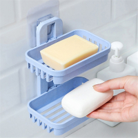 创意免打孔肥皂盒置物架闪电客卫生间沥水壁挂香皂盒浴室置物架吸盘双层肥皂架