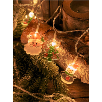 雪人圣诞树节日装饰品洛滑小彩灯闪灯串灯满天星老人挂件灯饰场景布置2米10灯电池款