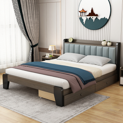 木床闪电客现代简约1.5米单人床轻奢北欧床双人床1.8经济型储物床主卧