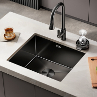黑色纳米水槽单槽花田趣厨房台下吧台洗菜盆洗手池小尺寸