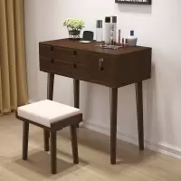 木梳妆台小户型梳妆台橡胶木家用翻盖多功能化妆桌卧室