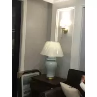 闪电客裂纹陶瓷台灯别墅酒店美式台灯床头台灯客厅台灯 特小号米黄冰裂纹 按钮开关
