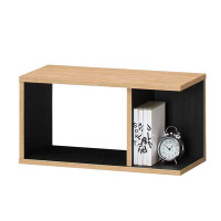 置物柜组合柜简约书柜书架北欧格子柜简易置物架木质储物柜 原木色+黑色 0.6米以下宽