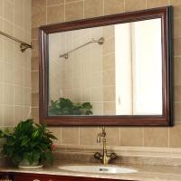 中式木浴室镜壁挂闪电客卫生间镜子挂墙式带框贴墙洗漱梳妆台洗手间镜