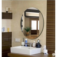 浴室镜子壁挂自粘贴墙椭圆镜闪电客卫生间厕所梳妆免打孔简约无框洗手镜