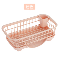 厨房置物架碗碟闪电客筷勺收纳架滤水篮沥水架塑料餐具收纳盒收纳筐碗柜 粉色