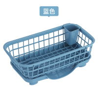 厨房置物架碗碟闪电客筷勺收纳架滤水篮沥水架塑料餐具收纳盒收纳筐碗柜 蓝色