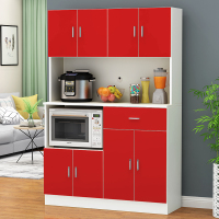 餐厨房柜餐北欧简约边柜现代经济型家用碗柜餐厨房置物柜简单组装 E款白加红8门加抽 6门以上