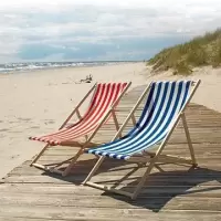 沙滩椅折叠躺椅闪电客木牛津帆布椅躺椅靠椅户外便携午休木质躺椅
