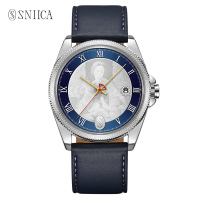 史尼嘉(SNIICA)意大利品牌手表皮带休闲时尚潮流日历男士石英表欧美文艺腕表 拉斐尔8023M