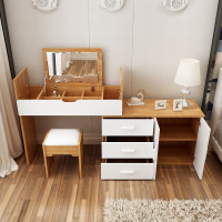 翻盖梳妆台现代简约多功能化妆桌可伸缩经济型迷你网红卧室化妆镜