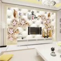 客厅电视背景墙壁纸影视墙现代中式3d立体无缝墙布墙纸大型壁画布