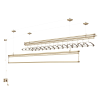 升降晾衣架阳台手摇式晒衣室内手动晾衣杆四杆凉衣折叠晒被架 香槟金四杆2米带12个晶泳衣架 大