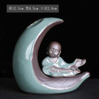 创意小和尚花器家居装饰品摆件茶桌绿萝花瓶陶瓷水培花盆容器 82#琴 小