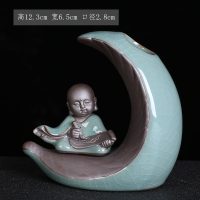 创意小和尚花器家居装饰品摆件茶桌绿萝花瓶陶瓷水培花盆容器 85#画 小