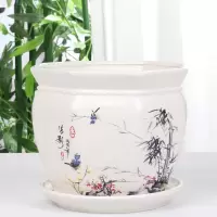 八角形陶瓷花盆带托盘室内阳台种花种绿植时尚简约绿萝花盆批发 62095 20-22cm