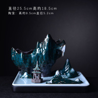 新中式家居组合盆景摆件假山绿植大号多肉绿萝吊兰花盆陶瓷造景盆 [正方组合1001]+[39#] 特大