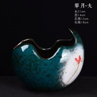 水仙花盆无孔陶瓷大号阳台简约创意睡莲碗莲青山盆铜钱水培专用 翡翠488[无孔] 大