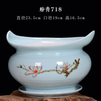 特大号绿萝花盆陶瓷带托盘青瓷室内客厅植物绿植盆栽盆景兰花盆 粉青718+粉青托盘863 特大