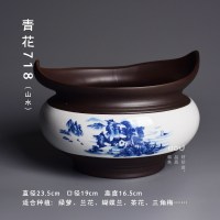 中国风青花瓷花盆陶瓷大号复古紫砂蝴蝶兰专用绿植创意盆景盆家用 [青花718-山水] 大
