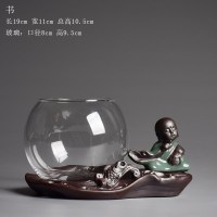 创意水培花盆花瓶玻璃水养植物绿萝容器透明家用客厅摆件插花器皿 [玻璃意境组合-书] 中等