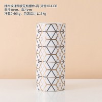 北欧简约陶瓷花瓶插仿真花摆件客厅家居装饰餐厅酒柜装修房间布置 栅栏纹理陶瓷花瓶-高