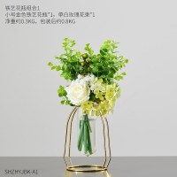 北欧玫瑰花尤加利叶仿真花假花装饰客厅酒柜餐桌摆件透明花瓶摆件 组合1