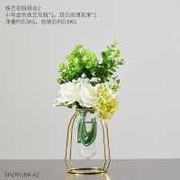 北欧玫瑰花尤加利叶仿真花假花装饰客厅酒柜餐桌摆件透明花瓶摆件 组合2