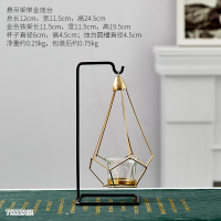 创意ins北欧玻璃花瓶摆件现代简约客厅仿真花干花插花装饰品摆设 铁艺玻璃花瓶-单挂(可作烛台送小蜡烛*1)