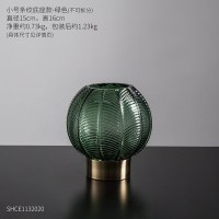 北欧ins风创意客厅软装轻奢插花现代简约样板间摆件球形玻璃花瓶 小号玻璃花瓶-绿色