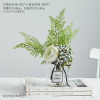 北欧创意玻璃花瓶摆件家居客厅仿真花插花装饰品办公室桌面小摆设 丝带花瓶仿真植物组合13